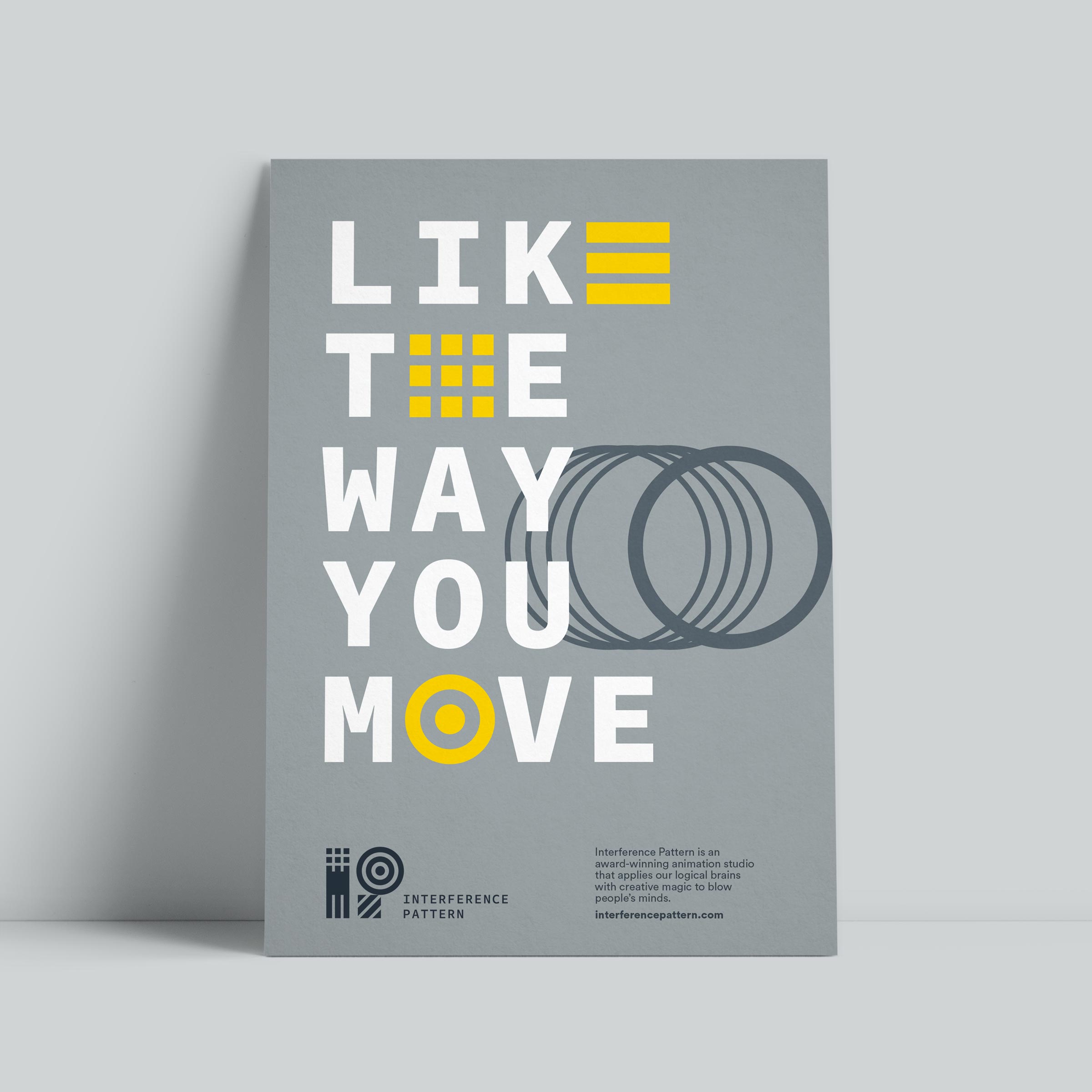 Interference pattern animation studio poster design by Monumentum Brands