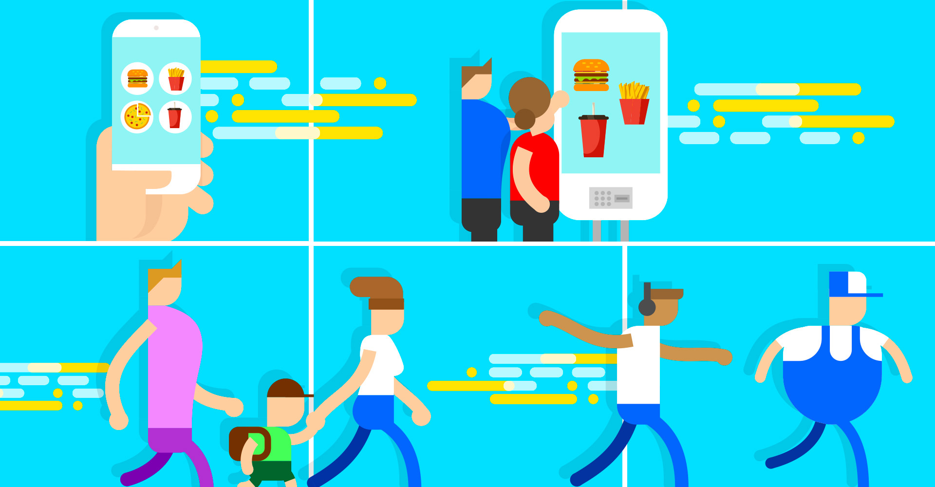 QikServe illustrations designed by Monumentum