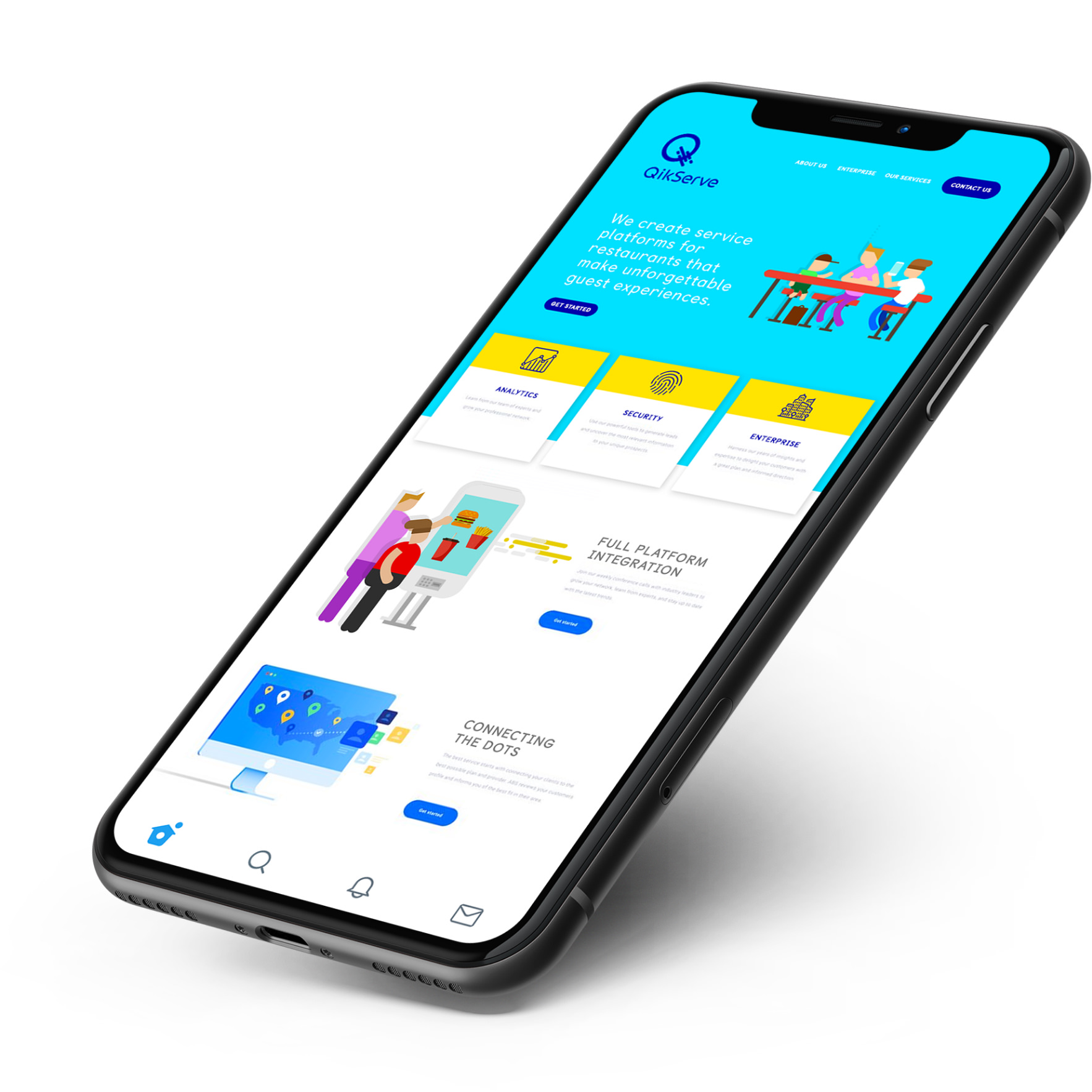 QikServe website designed by Monumentum shown on an iPhone